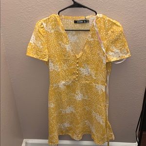 Yellow flowered misguided dress